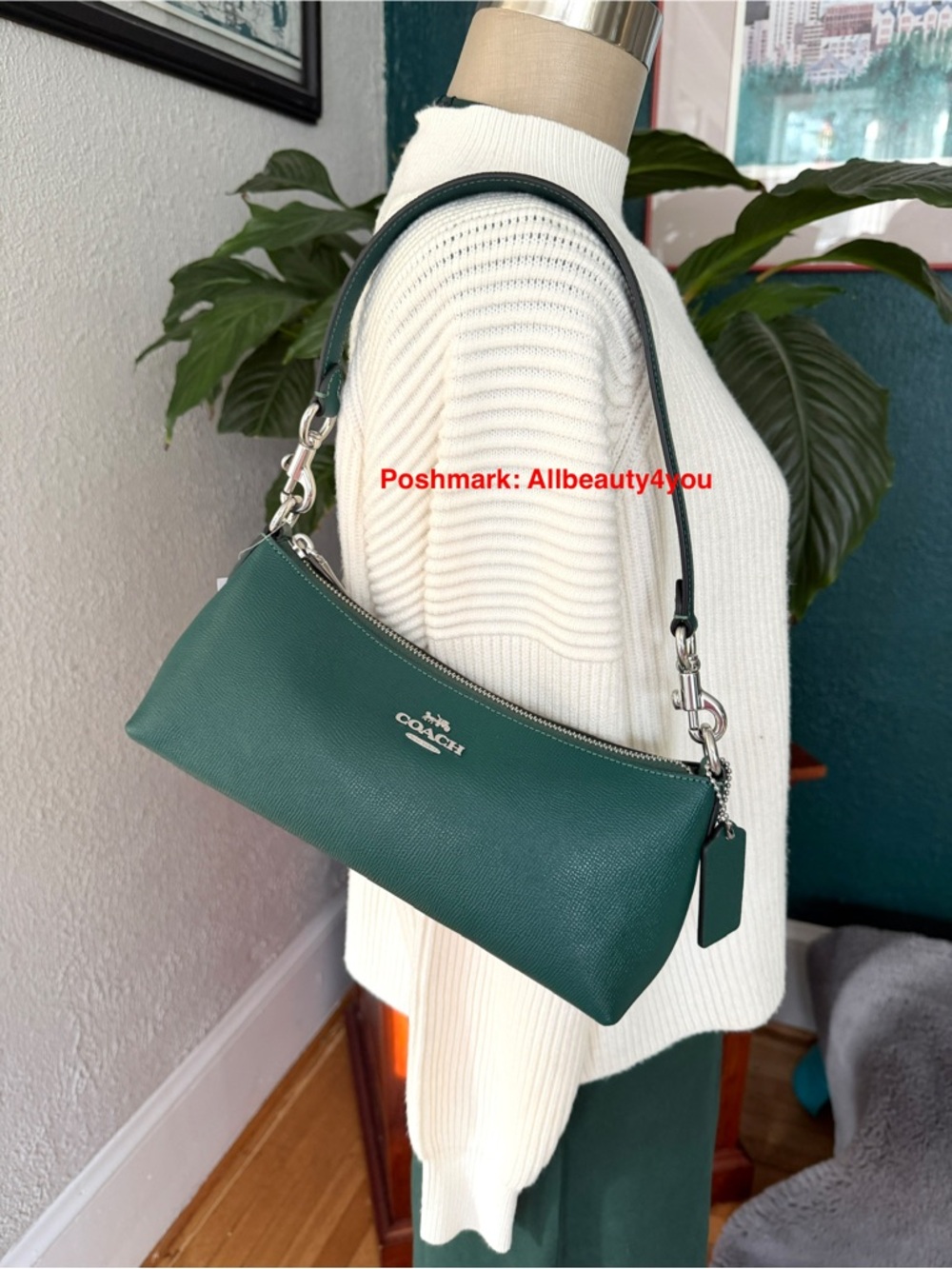 NWT - COACH Charlotte Shoulder Bag - Crossgrain leather - CX579 Emerald Green